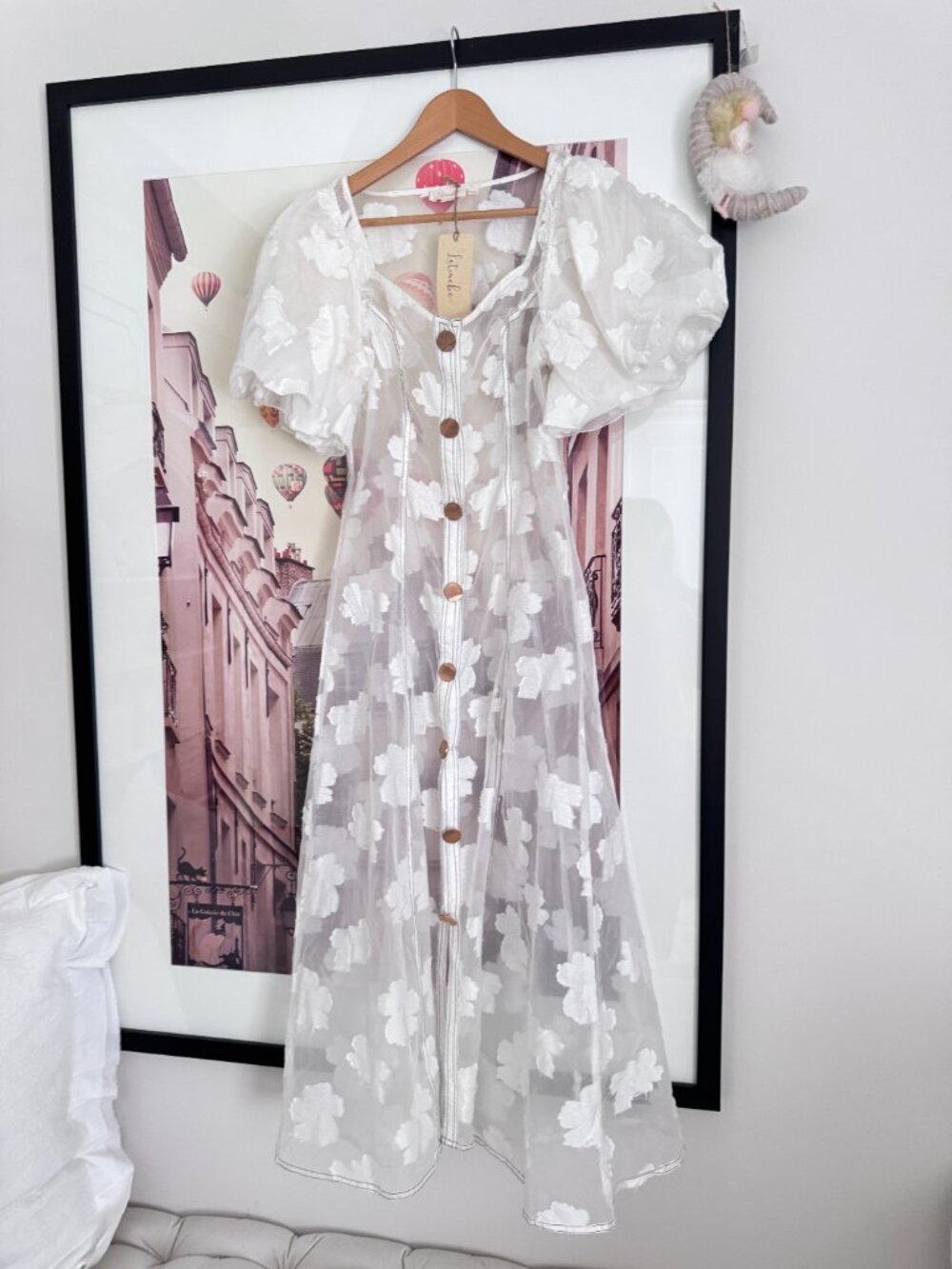 Let Me Be Puff-Sleeve Sheer Midi Dress